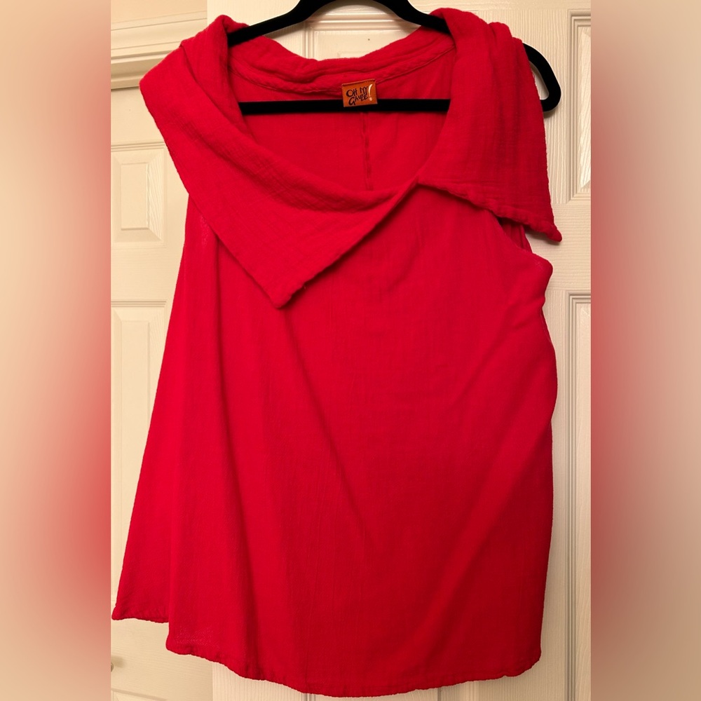 Oh My Gauze! Red Asymmetrical Top